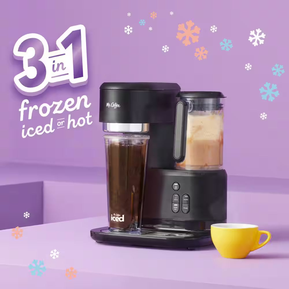 Single-Serve Cup Coffee Maker, Black Finish, Drip Coffee Maker with Frappe, Iced, and Hot Coffee Maker and Blender