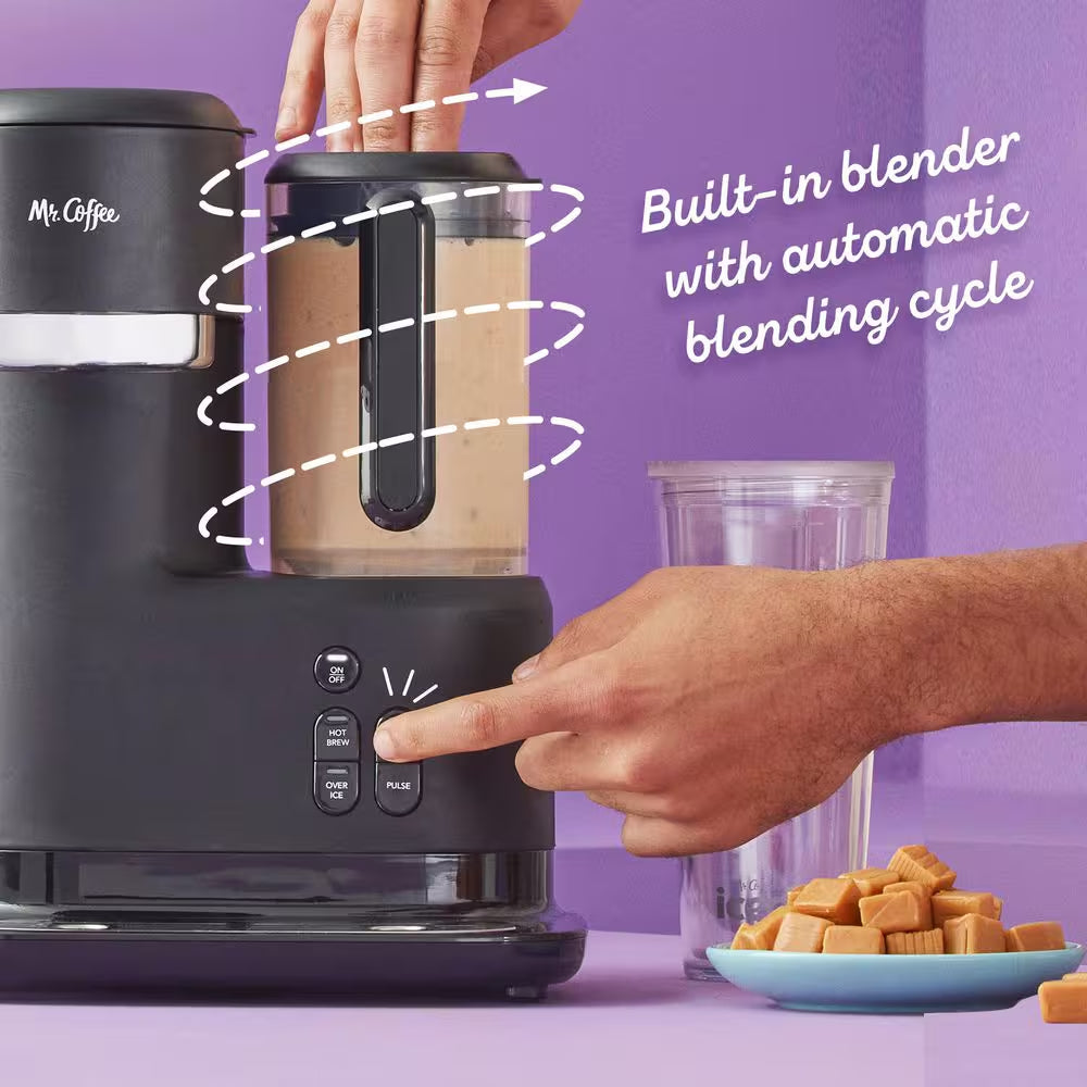 Single-Serve Cup Coffee Maker, Black Finish, Drip Coffee Maker with Frappe, Iced, and Hot Coffee Maker and Blender