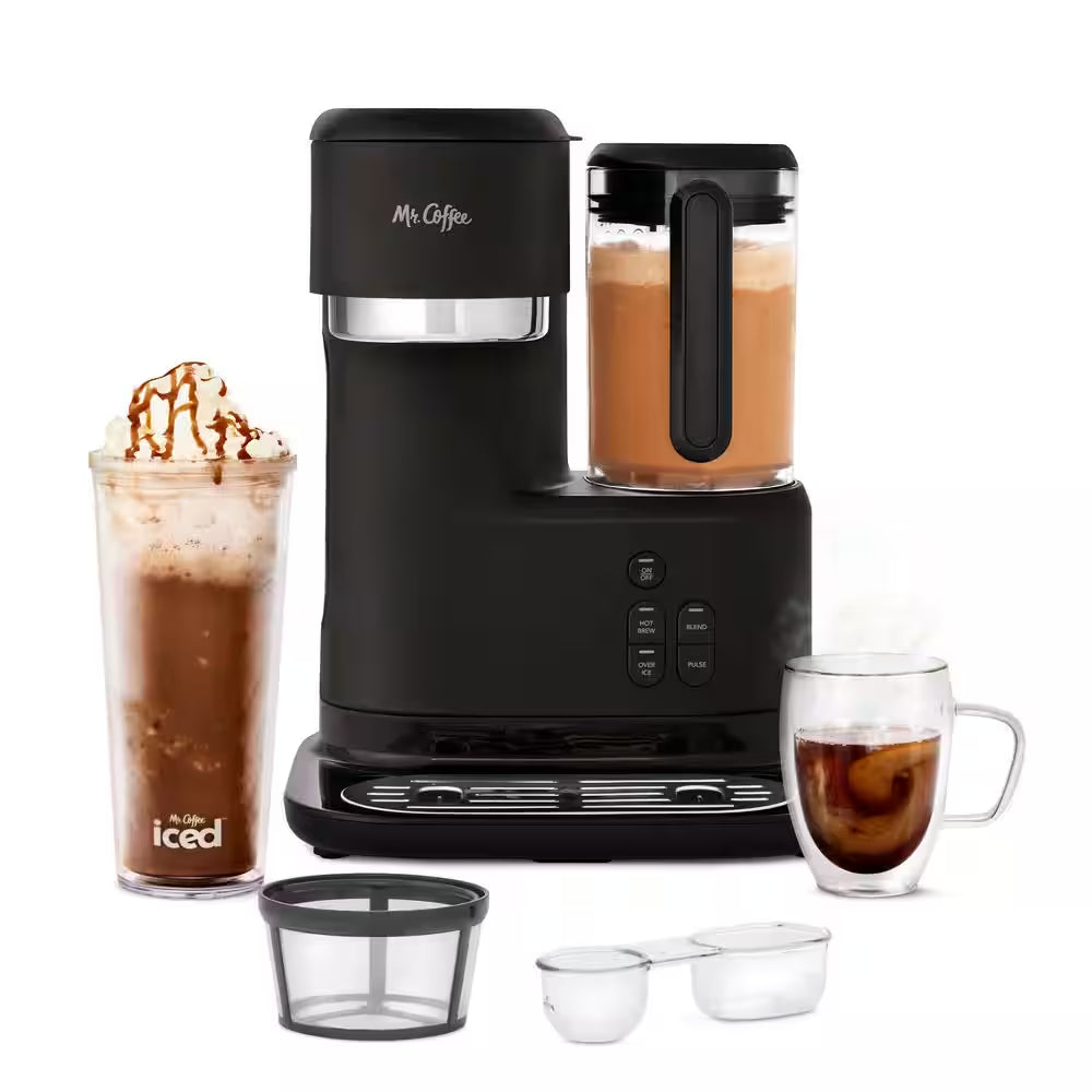 Single-Serve Cup Coffee Maker, Black Finish, Drip Coffee Maker with Frappe, Iced, and Hot Coffee Maker and Blender