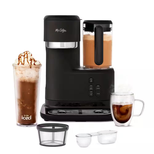 Single-Serve Cup Coffee Maker, Black Finish, Drip Coffee Maker with Frappe, Iced, and Hot Coffee Maker and Blender